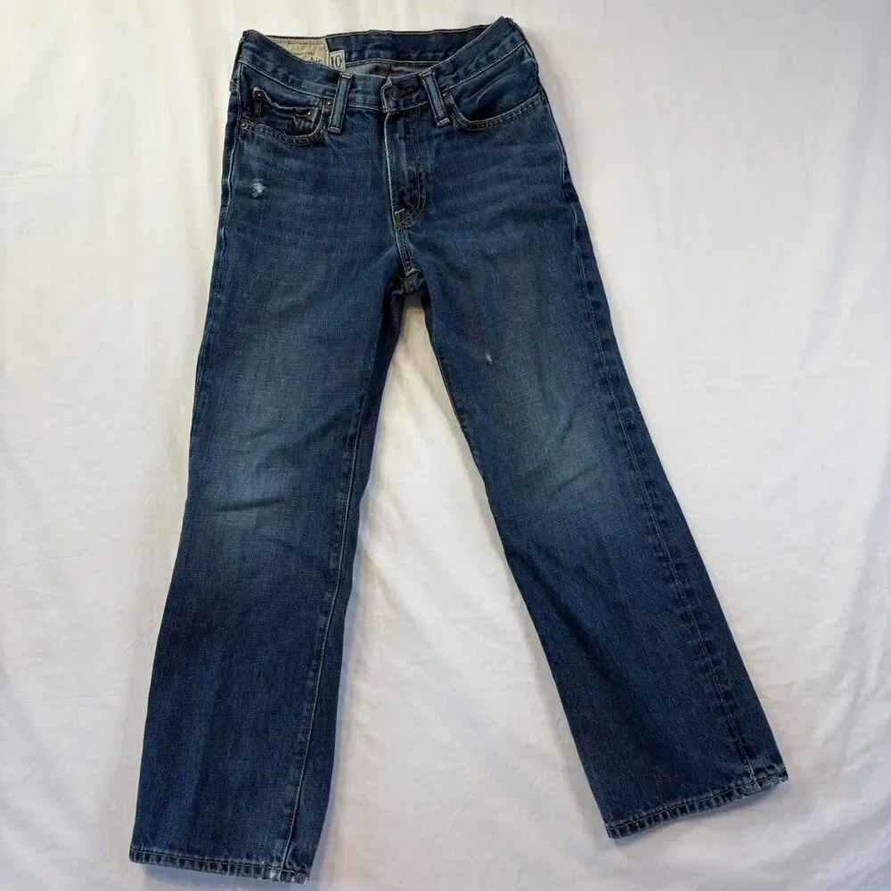 Vtg Abercrombie Kids Kilburn Low Rise Boot Cut Distressed Denim Jeans Sz 10 Reg
